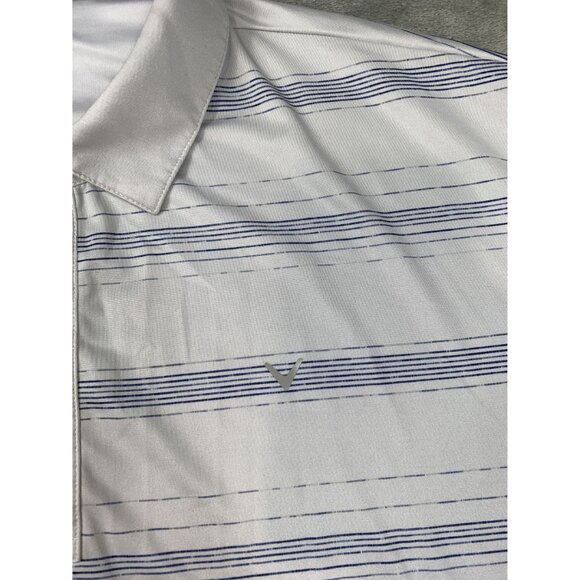 Callaway Men's Opti-Dri Polo Shirt XL White & Light Blue Striped Elastane - Picture 7 of 8